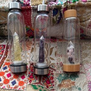 New 3 Glass crystal infused water bottles